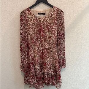 Red and Cream Patterned Dress size M
